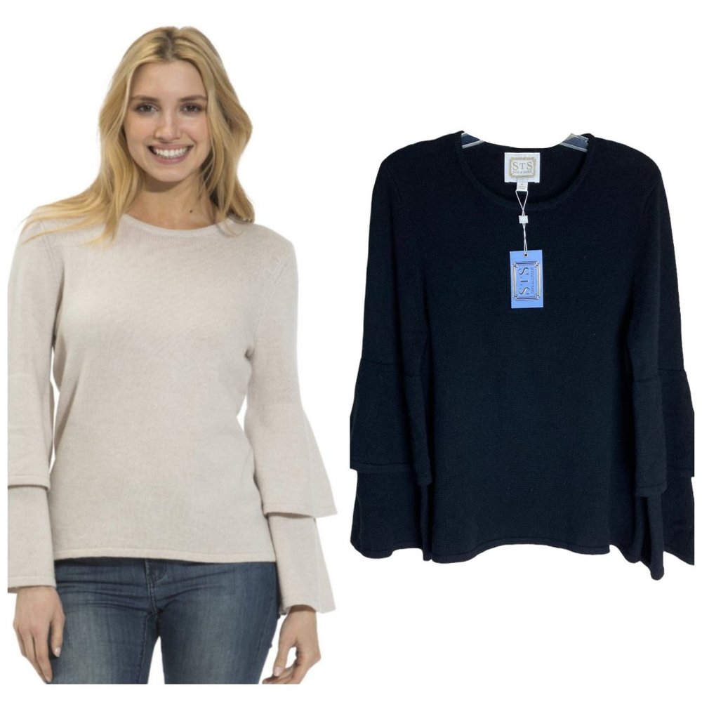 Sail to Sable Cashmere Blend Double Bell Sleeve Sweater Sz XL NWT $228